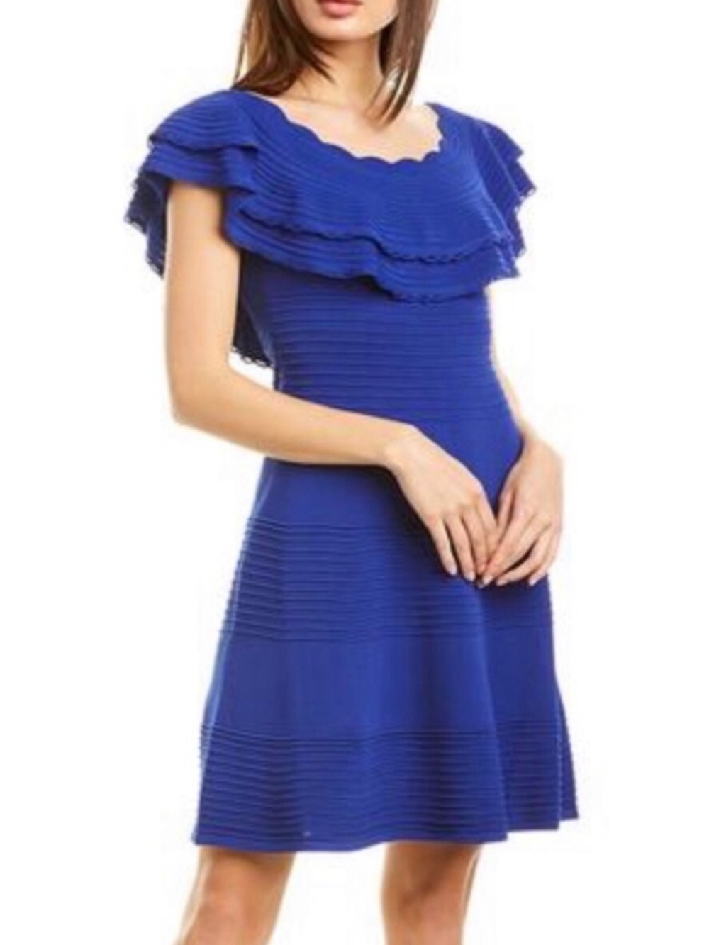 Eliza J Off the Shoulder Fit & Flare Dress Cobalt Blue Size XL